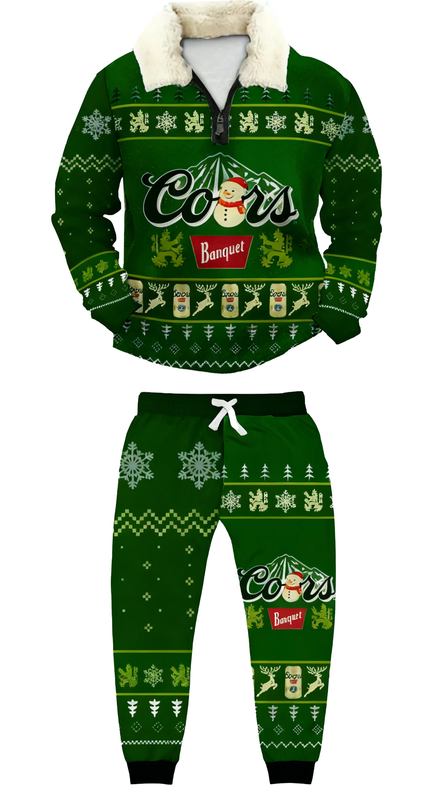 Topprinttees®Christmas 1/4 Zip Stand Fleece Collar Thick Sweatshirt & Sweatpant af1f 383f