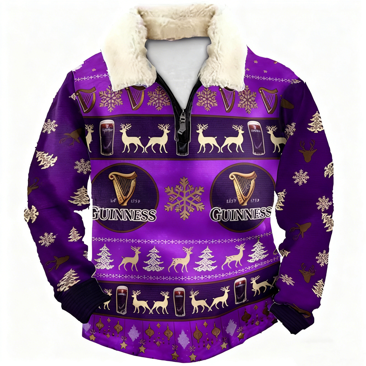 Topprinttees®Christmas 1/4 Zip Stand Fleece Collar Thick Sweatshirt dd63