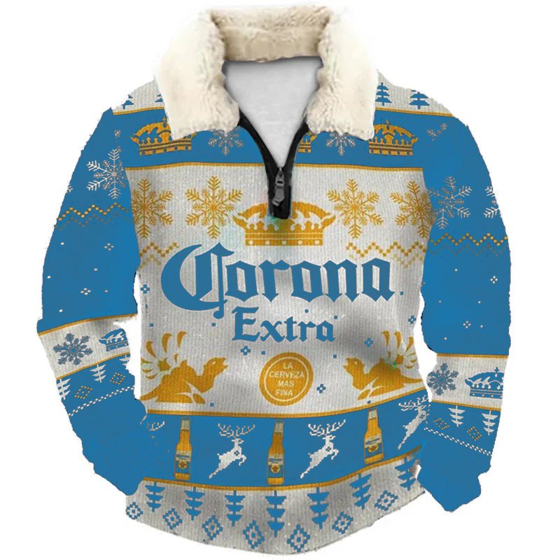 Topprinttees®Christmas 1/4 Zip Stand Fleece Collar Thick Sweatshirt 47d6