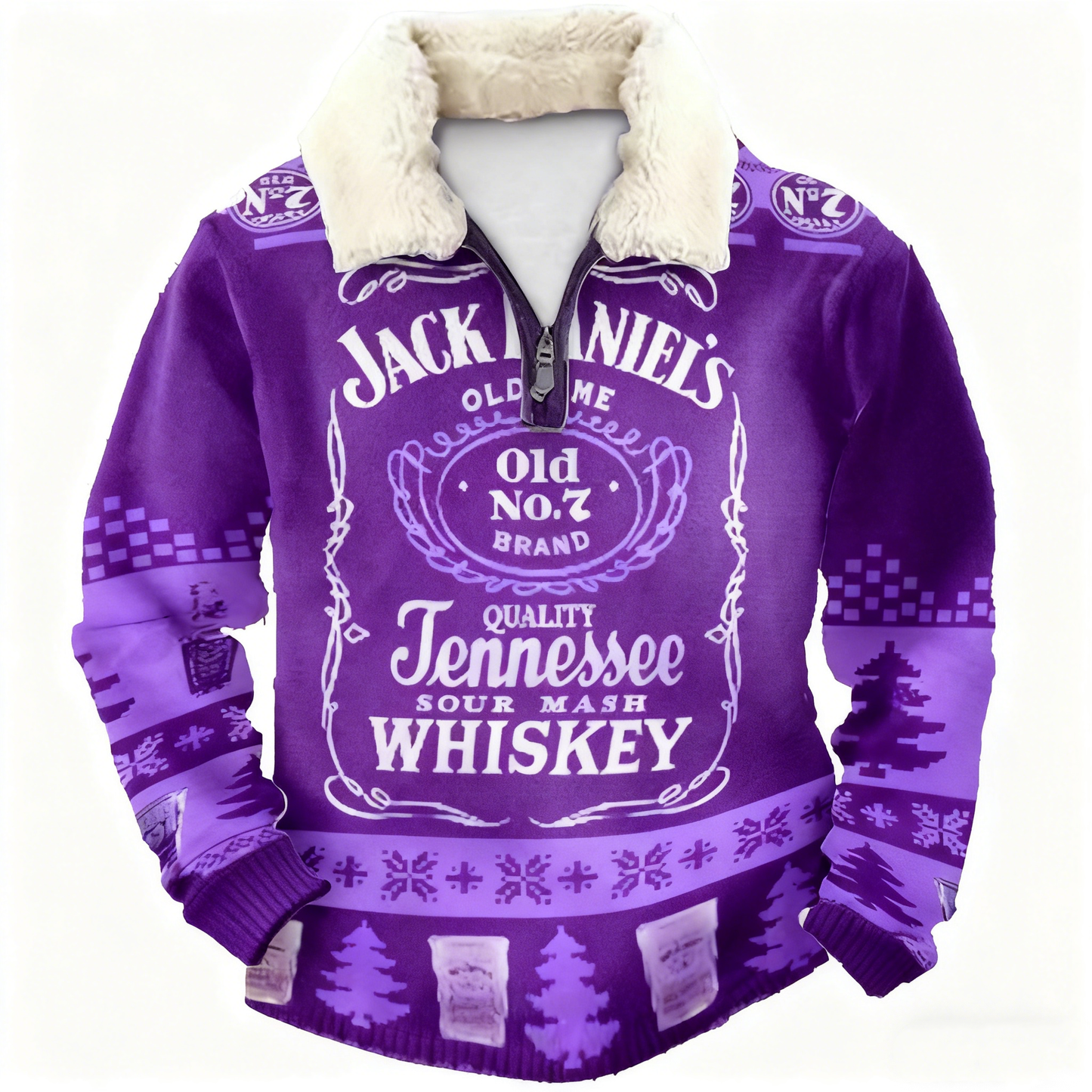 Topprinttees®Christmas 1/4 Zip Stand Fleece Collar Thick Sweatshirt 321f