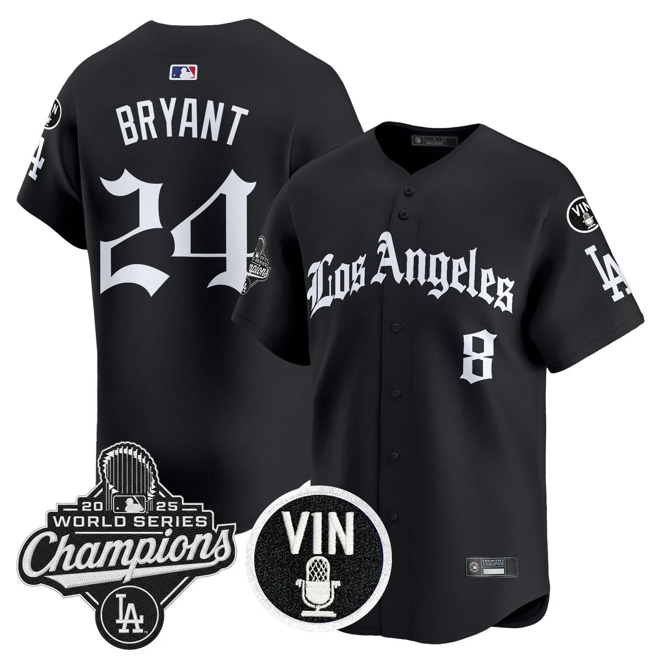 Men's Dodgers 2025 World Series Champions Vapor Premier Limited Jersey - LA Gothic Edition - All Stitched