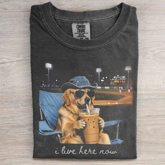 I Live Here Now Meme Golden Retriever T-shirt