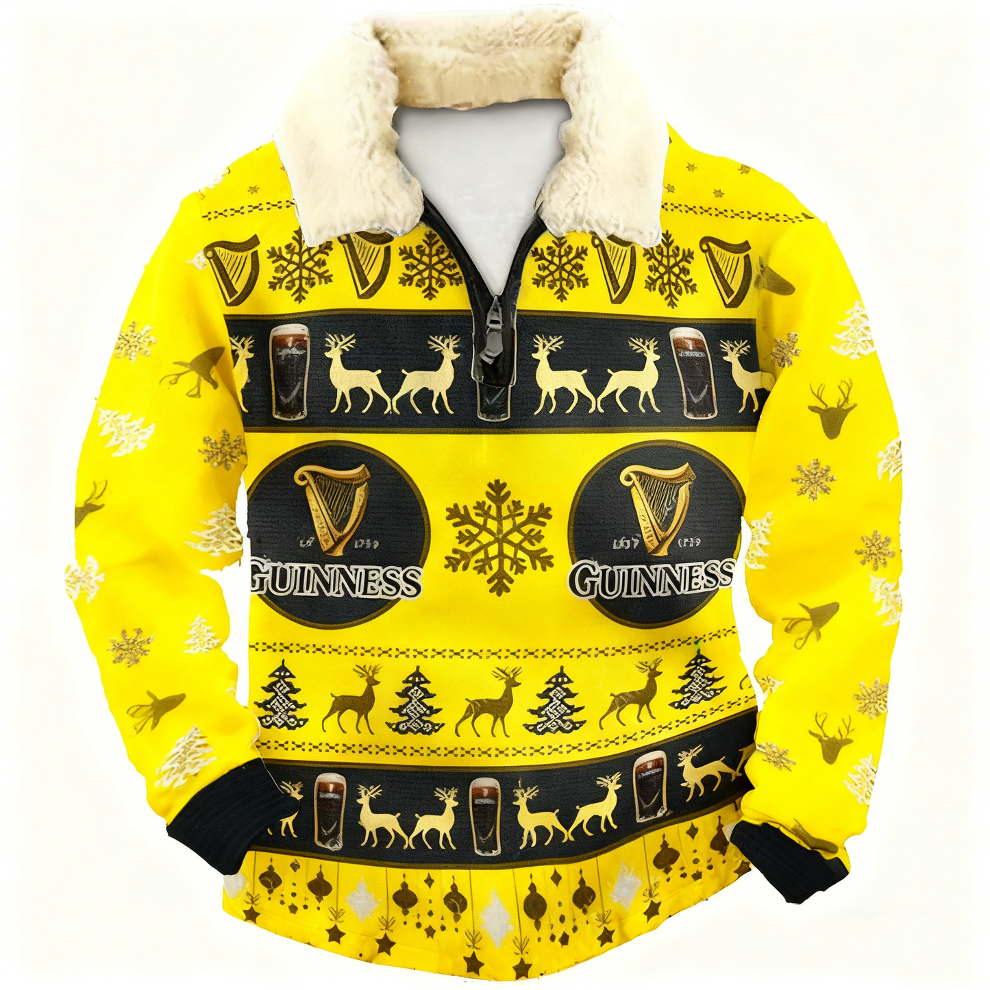 Topprinttees®Christmas 1/4 Zip Stand Fleece Collar Thick Sweatshirt dd63