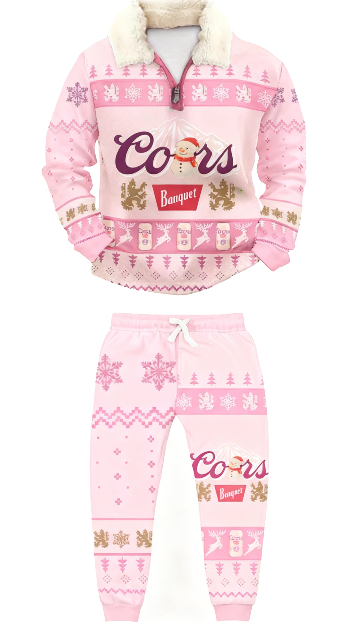 Topprinttees®Christmas 1/4 Zip Stand Fleece Collar Thick Sweatshirt & Sweatpant af1f 383f
