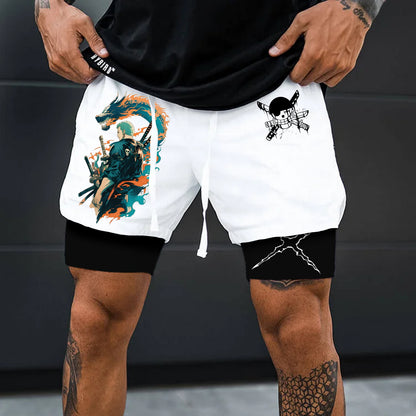 Unisex Anime Print Drawstring Dragon Ball Shorts