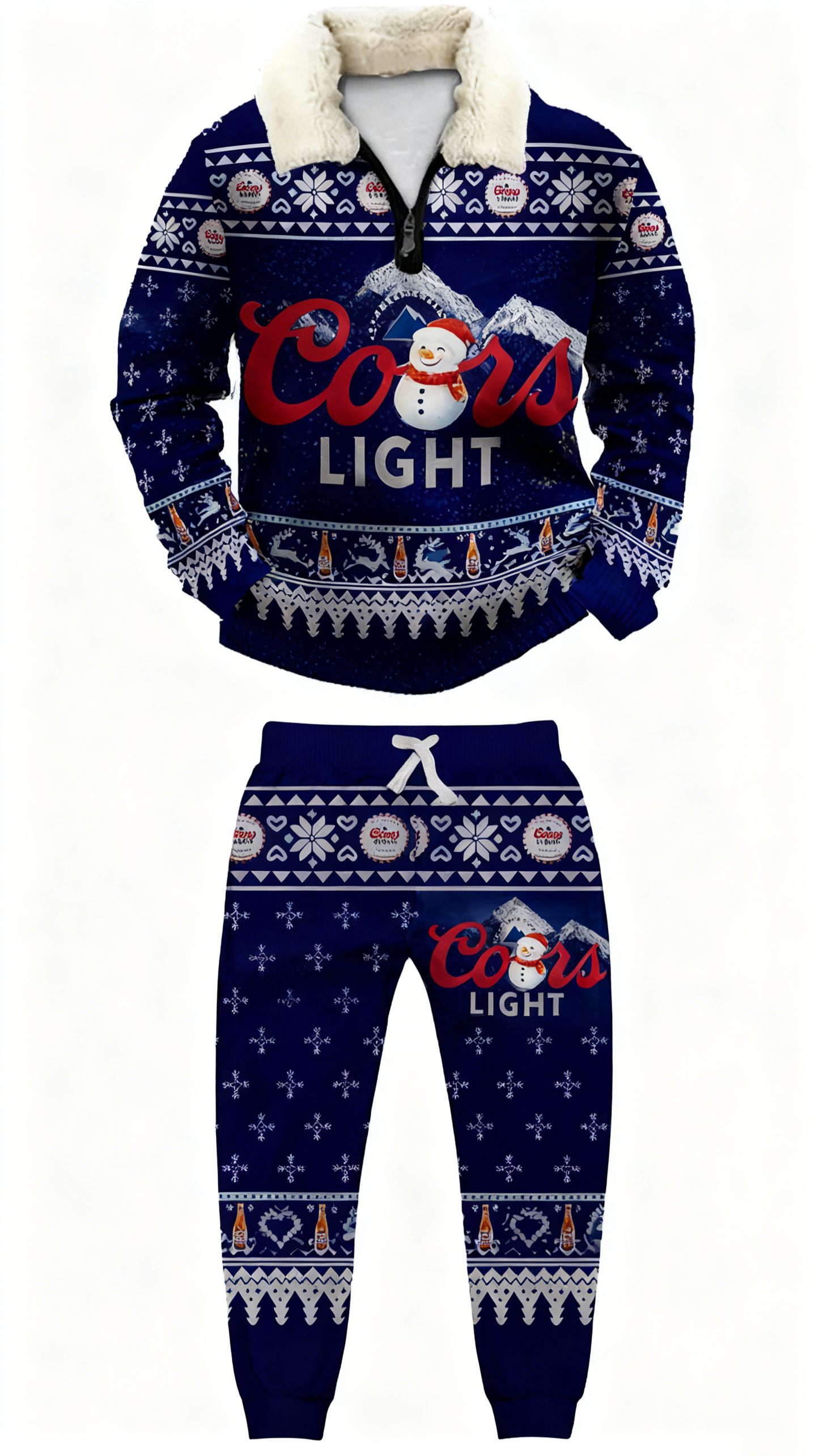 Topprinttees®Christmas 1/4 Zip Stand Fleece Collar Thick Sweatshirt & Sweatpant  8d87