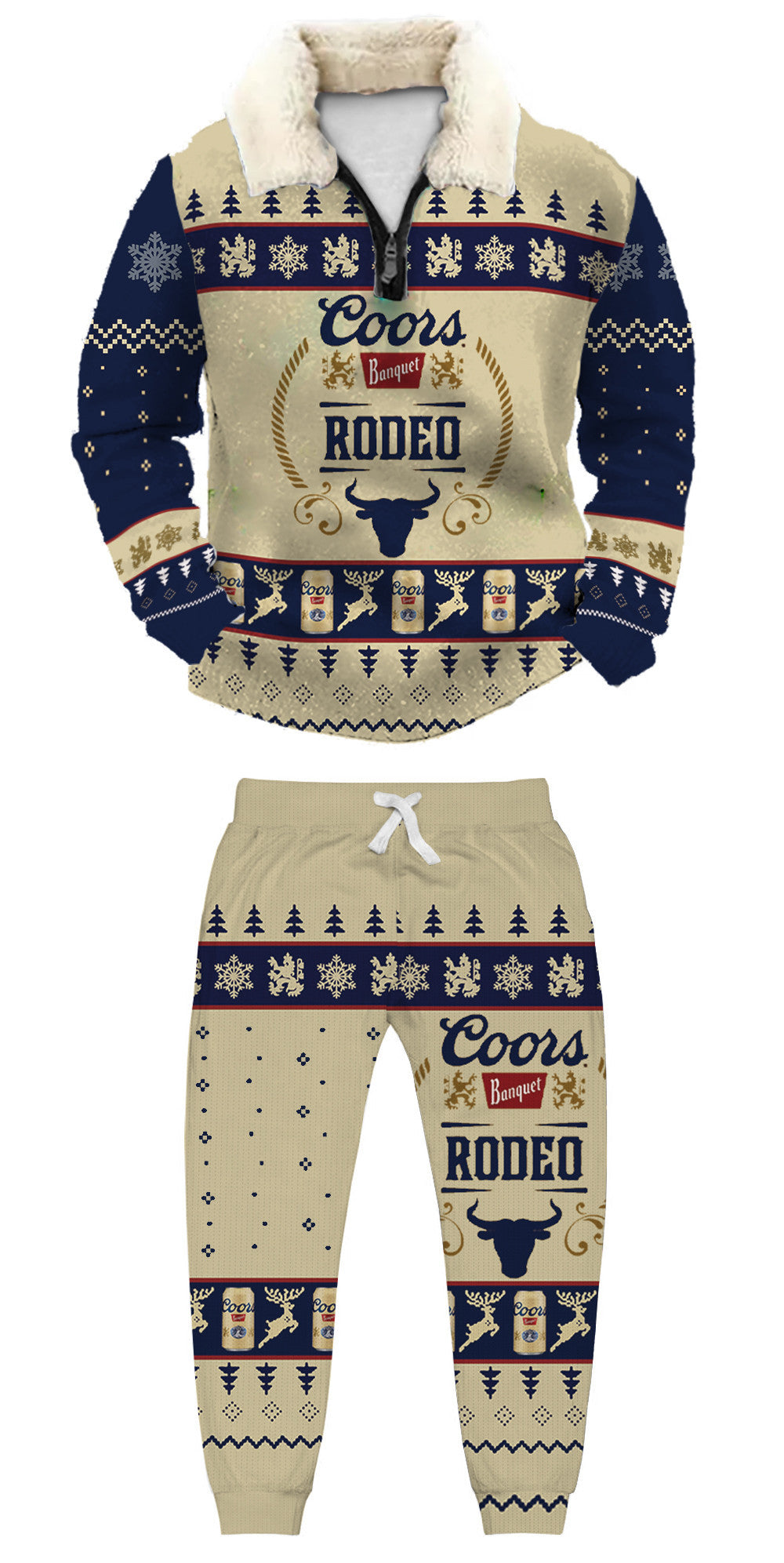 Topprinttees®Christmas 1/4 Zip Stand Fleece Collar Thick Sweatshirt & Sweatpant 8eaa