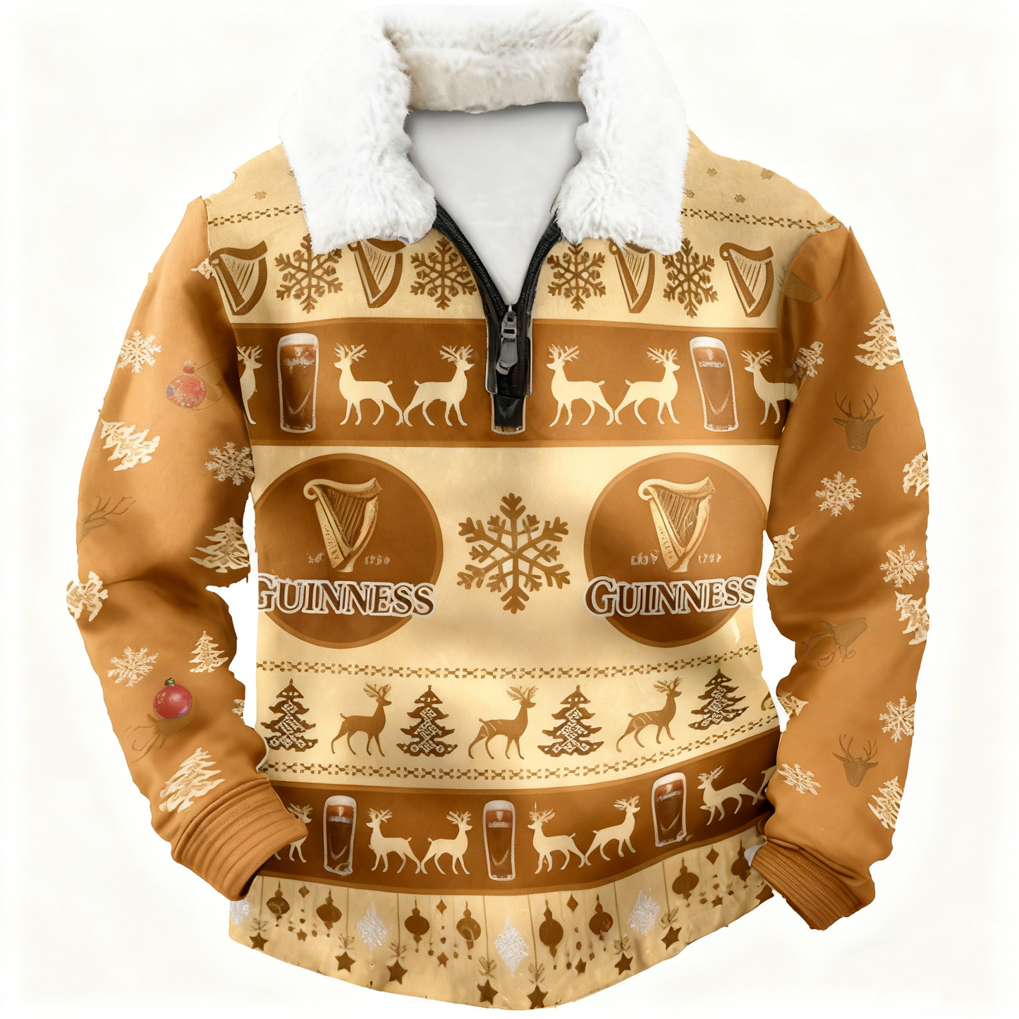 Topprinttees®Christmas 1/4 Zip Stand Fleece Collar Thick Sweatshirt dd63