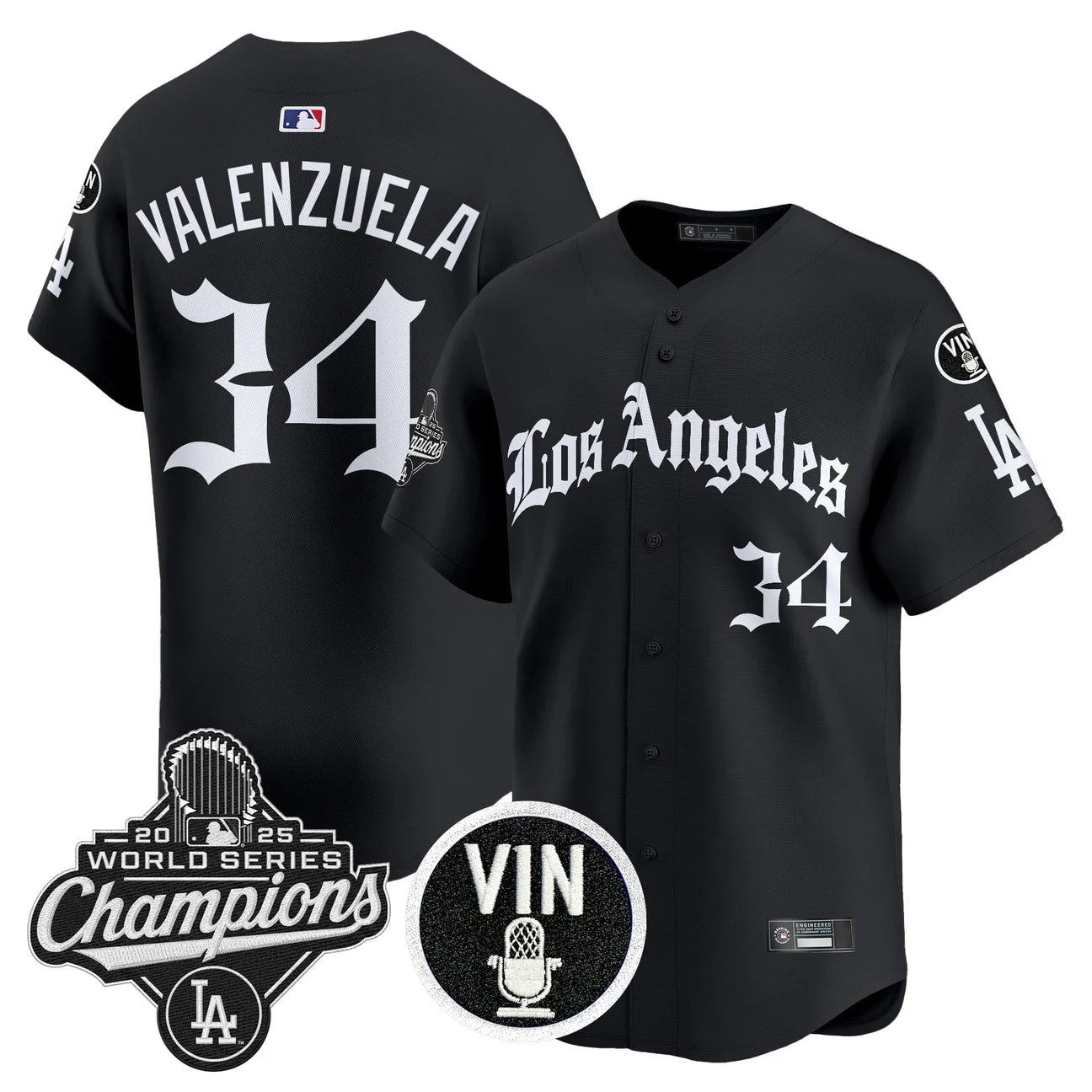 Men's Dodgers 2025 World Series Champions Vapor Premier Limited Jersey - LA Gothic Edition - All Stitched