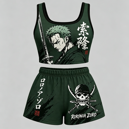 Animescollection One Piece Vest and shorts Two-Piece Set