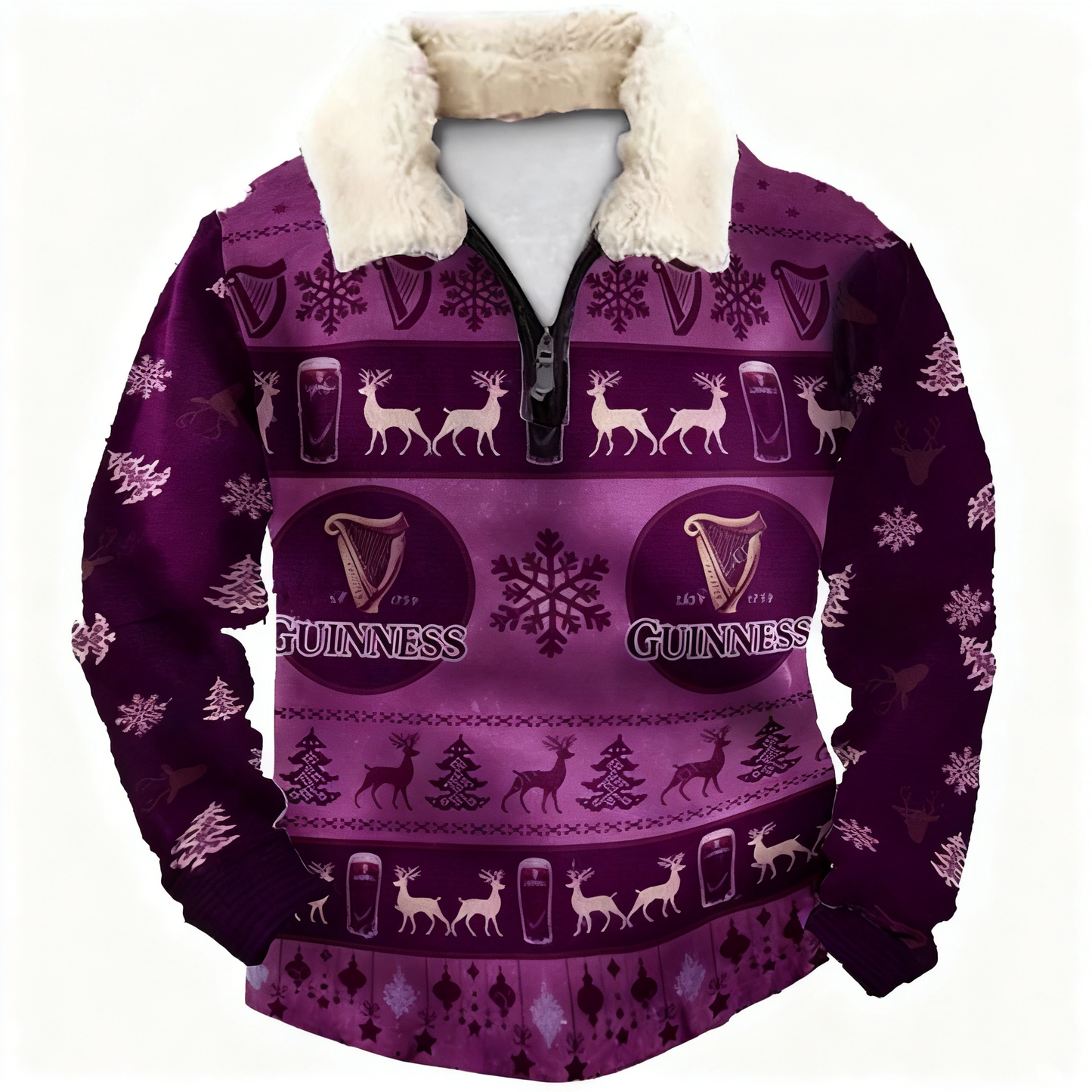 Topprinttees®Christmas 1/4 Zip Stand Fleece Collar Thick Sweatshirt dd63