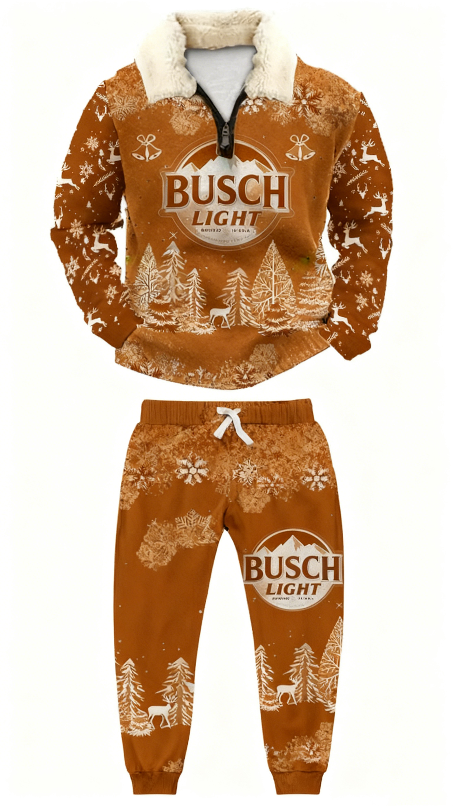 Topprinttees®Christmas 1/4 Zip Stand Fleece Collar Thick Sweatshirt & Sweatpant f9da