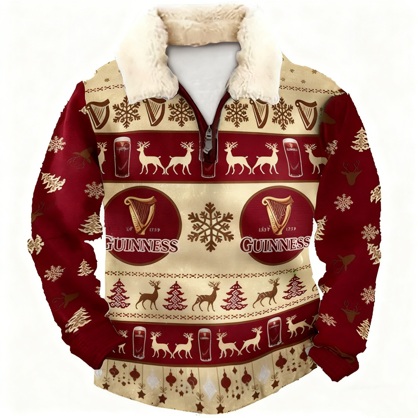 Topprinttees®Christmas 1/4 Zip Stand Fleece Collar Thick Sweatshirt dd63