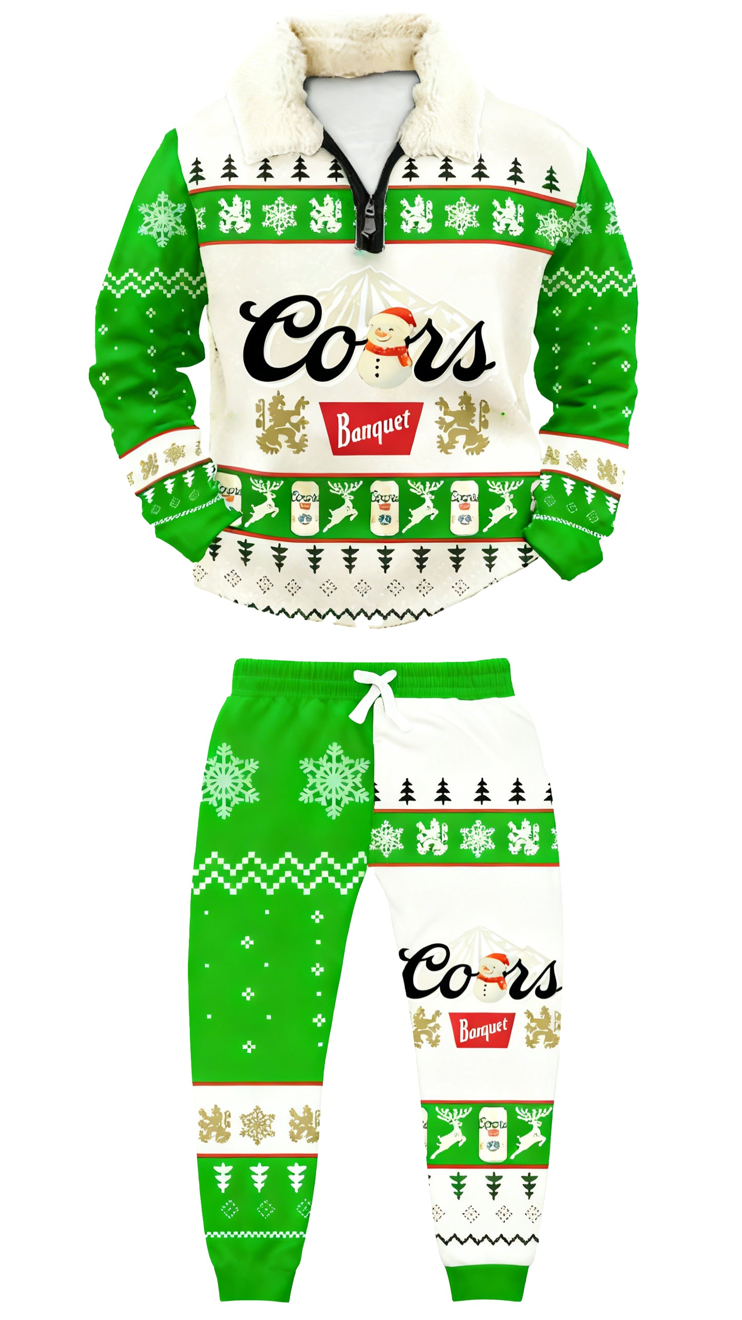 Topprinttees®Christmas 1/4 Zip Stand Fleece Collar Thick Sweatshirt & Sweatpant af1f 383f