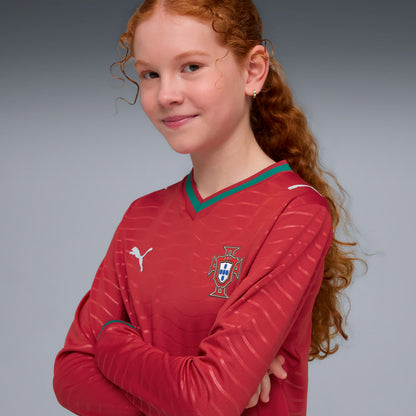 Portugal National Team Youth 2026 Home Replica Long Sleeve Jersey - Red