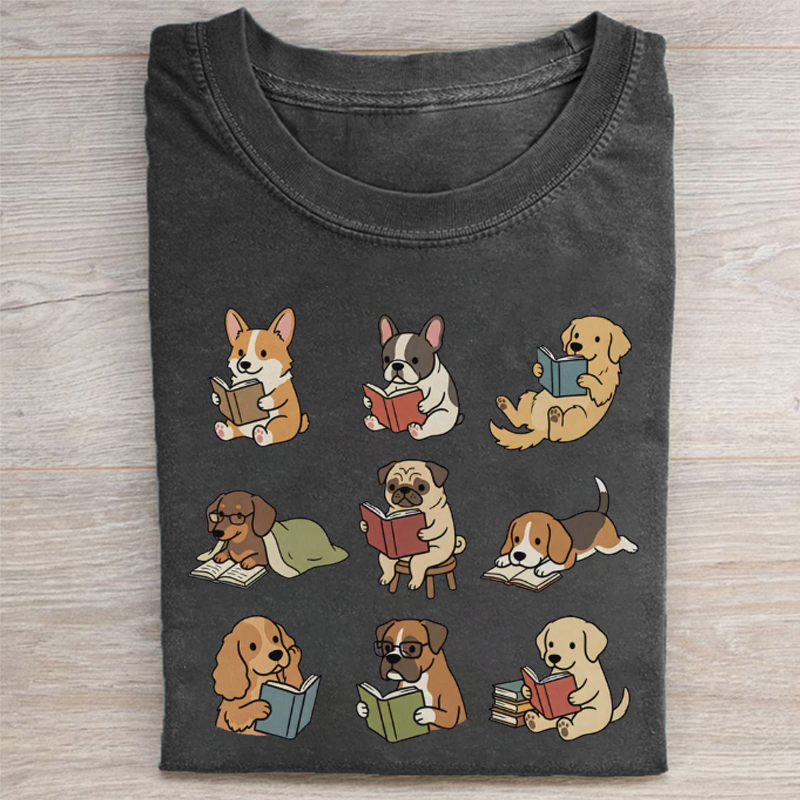 Funny Dog Reading T-shirt