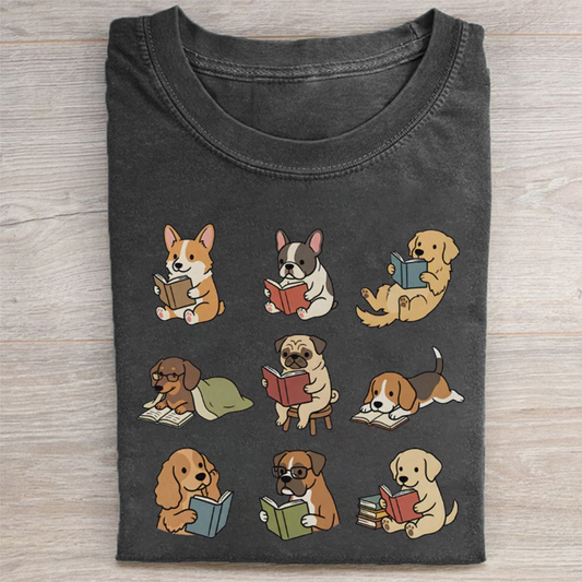 Funny Dog Reading T-shirt