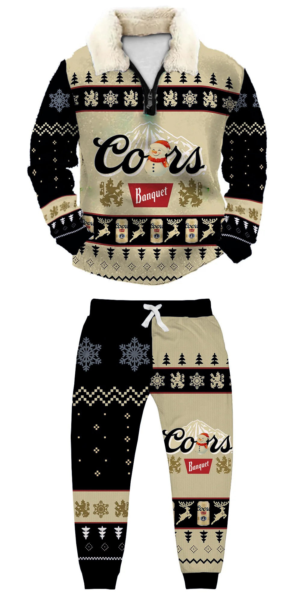 Topprinttees®Christmas 1/4 Zip Stand Fleece Collar Thick Sweatshirt & Sweatpant af1f 383f