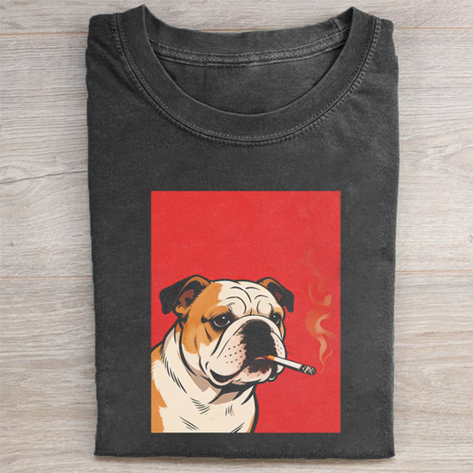Funny English Bulldog Smoking T-shirt