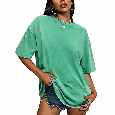 Women's Summer 100% Cotton T-Shirt: Sunshine Graphic,solid colors, Double Stitching, Breathable, Loose Fit, Casual Basic Tee for Daily Wear