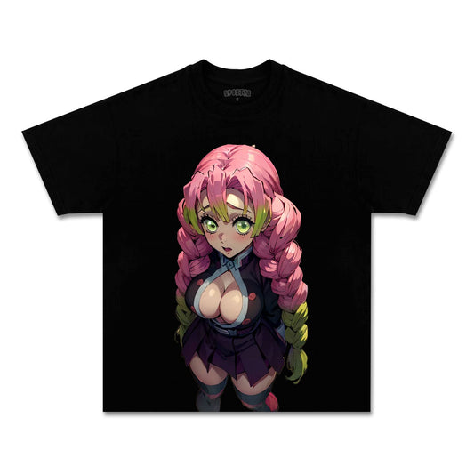 MITSURI KANROJI UNISEX ANIME INSPIRED VINTAGE TEE丨DEMON SLAYER-[FRONT]