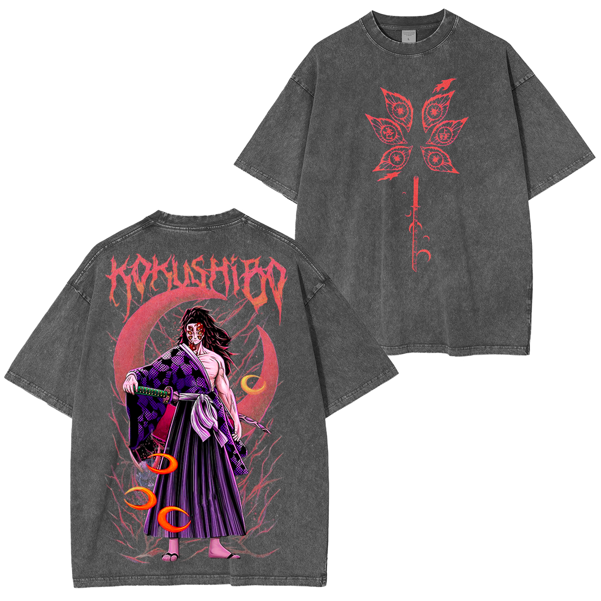 Kokushibo Demon Slayer Anime Unisex Washed T-Shirt