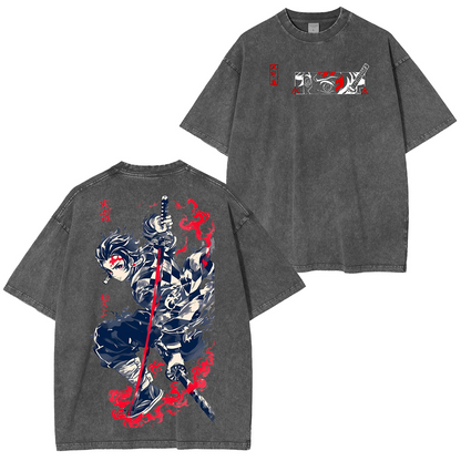Kamado Tanjiro ,Demon Slayer Anime Unisex Washed T-Shirt