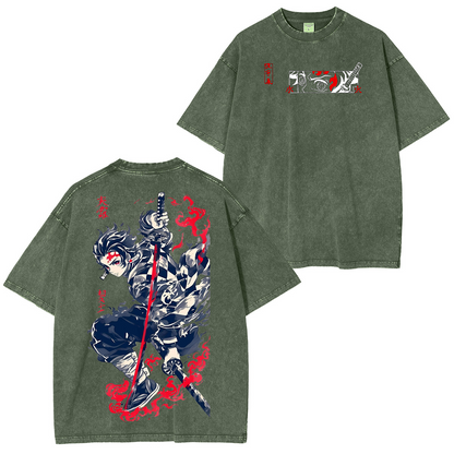 Kamado Tanjiro ,Demon Slayer Anime Unisex Washed T-Shirt