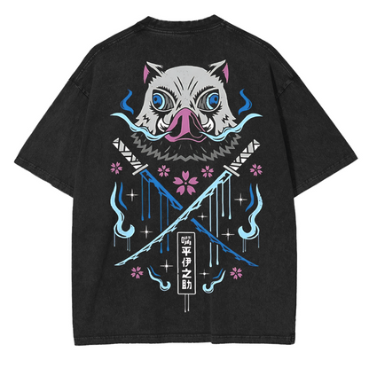 INOSUKE ,Demon Slayer Anime Unisex Washed T-Shirt