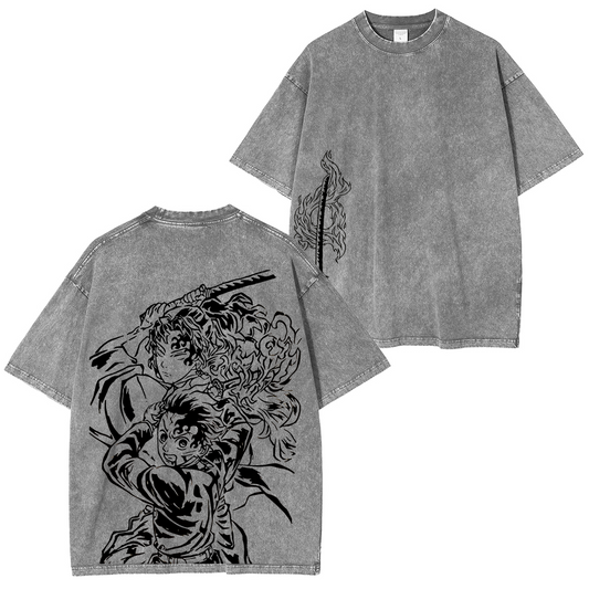 Tanjiro ,Demon Slayer Anime Unisex Washed T-Shirt
