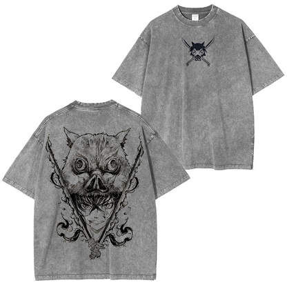 Inosuke Hashibira,Demon Slayer Anime Unisex Washed T-Shirt