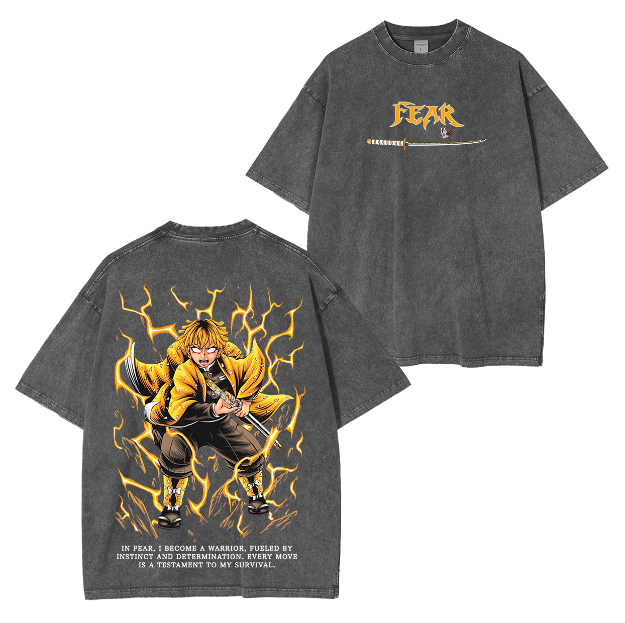 Zenitsu ,Demon Slayer Anime Unisex Washed T-Shirt