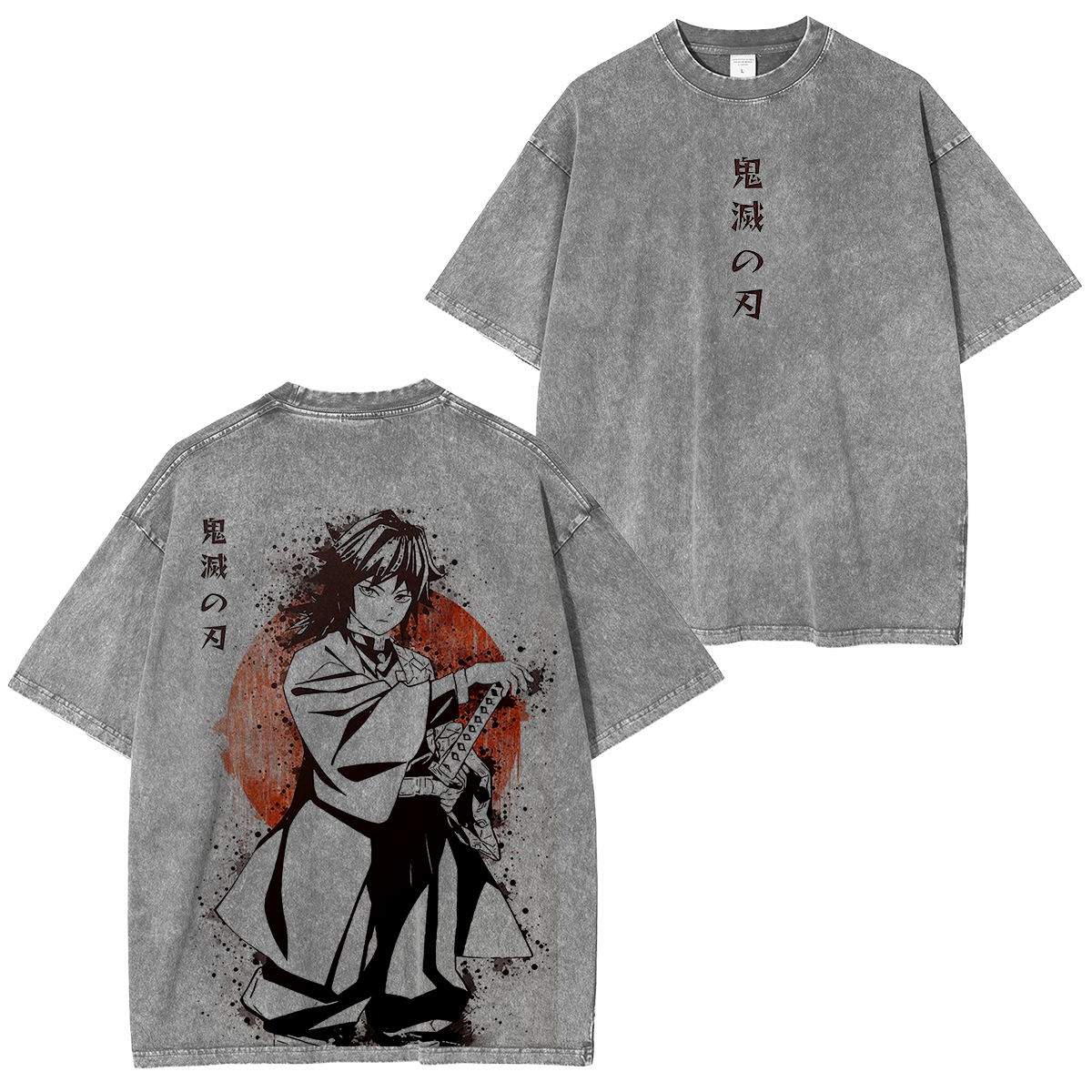 Demon Slayer Giyu Tomioka Anime Unisex Washed T-Shirt