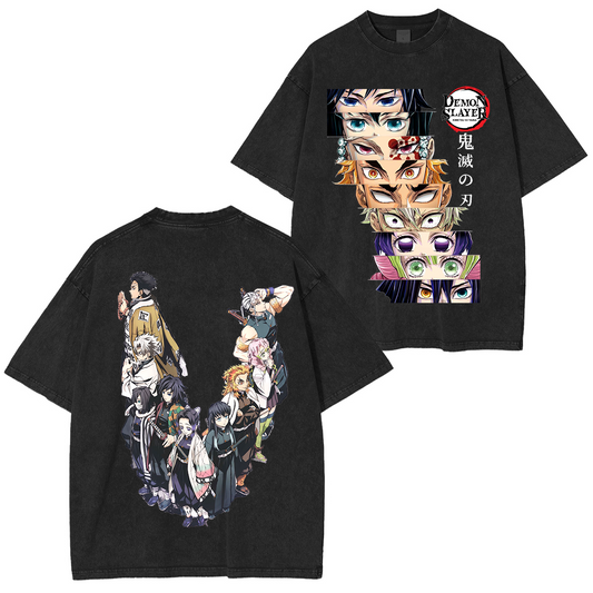 Demon Slayer Hashira  Vintage Anime Unisex Washed T-Shirt