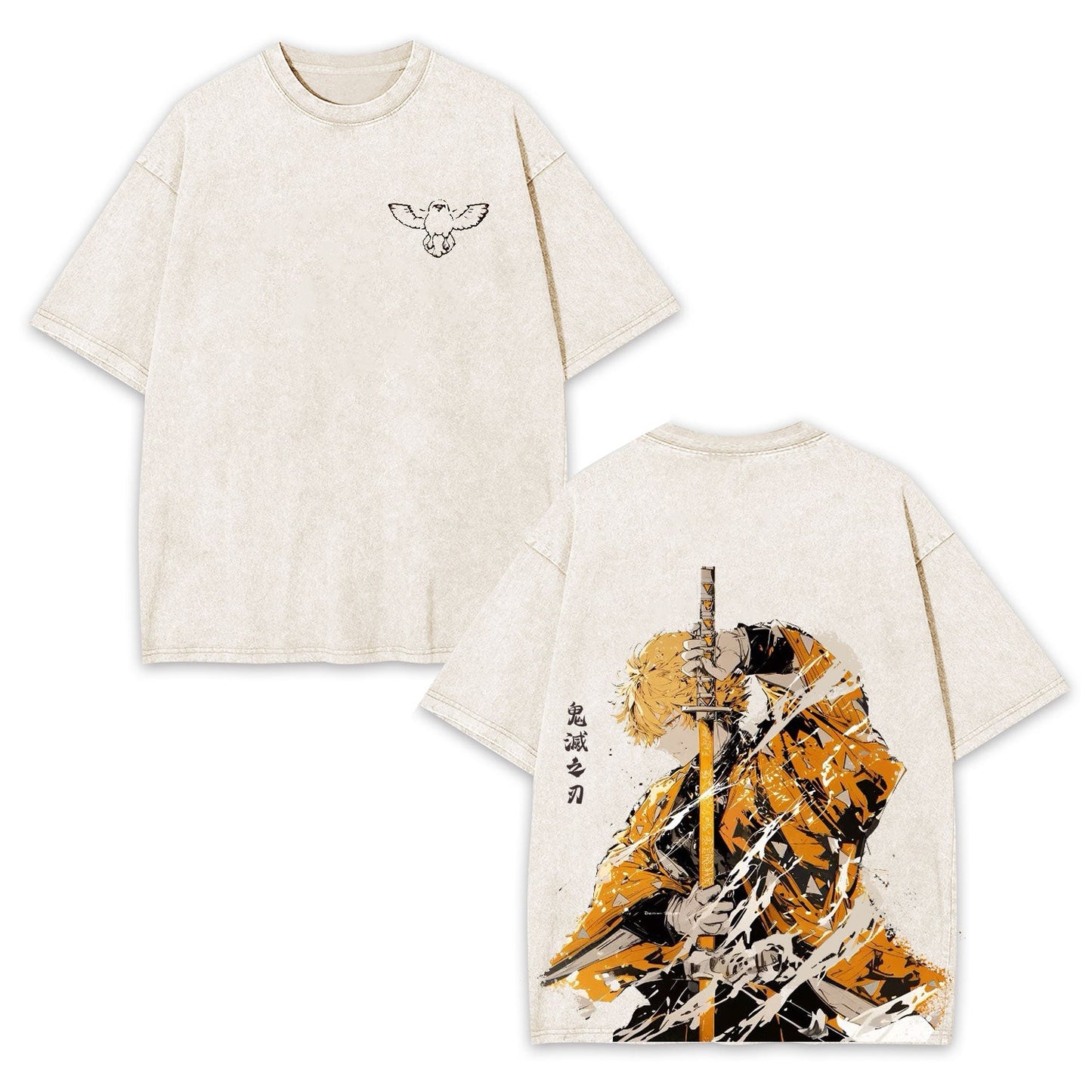 ZENITSU UNISEX WASHED TEE 丨DEMON SLAYER-[DS]