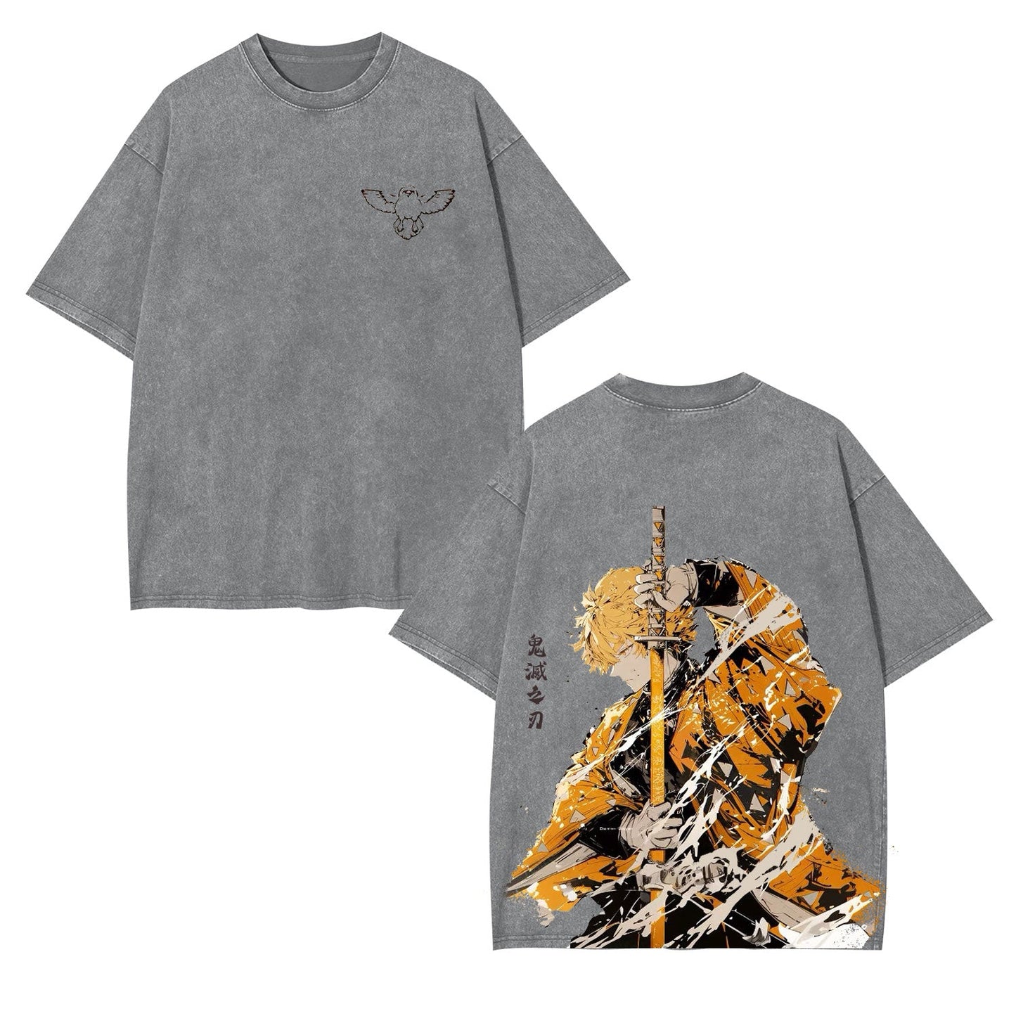ZENITSU UNISEX WASHED TEE 丨DEMON SLAYER-[DS]