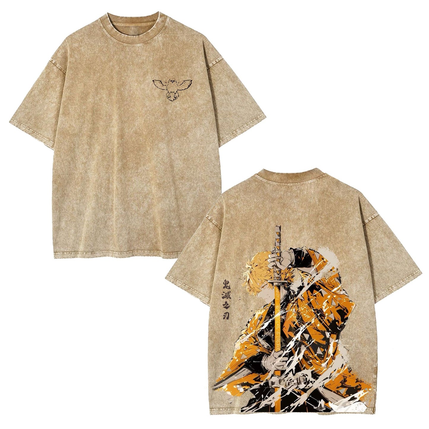 ZENITSU UNISEX WASHED TEE 丨DEMON SLAYER-[DS]