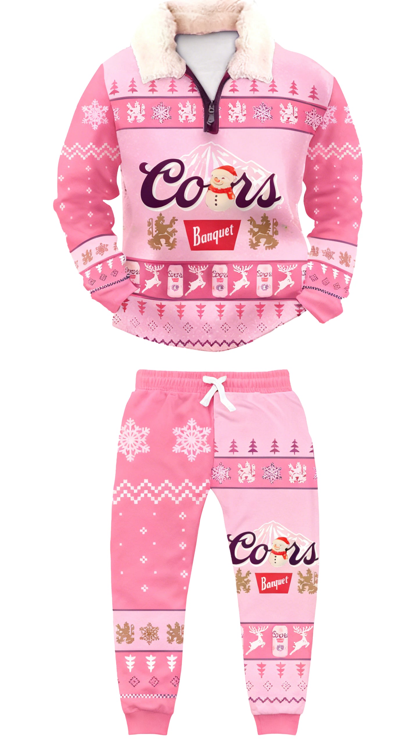 Topprinttees®Christmas 1/4 Zip Stand Fleece Collar Thick Sweatshirt & Sweatpant af1f 383f