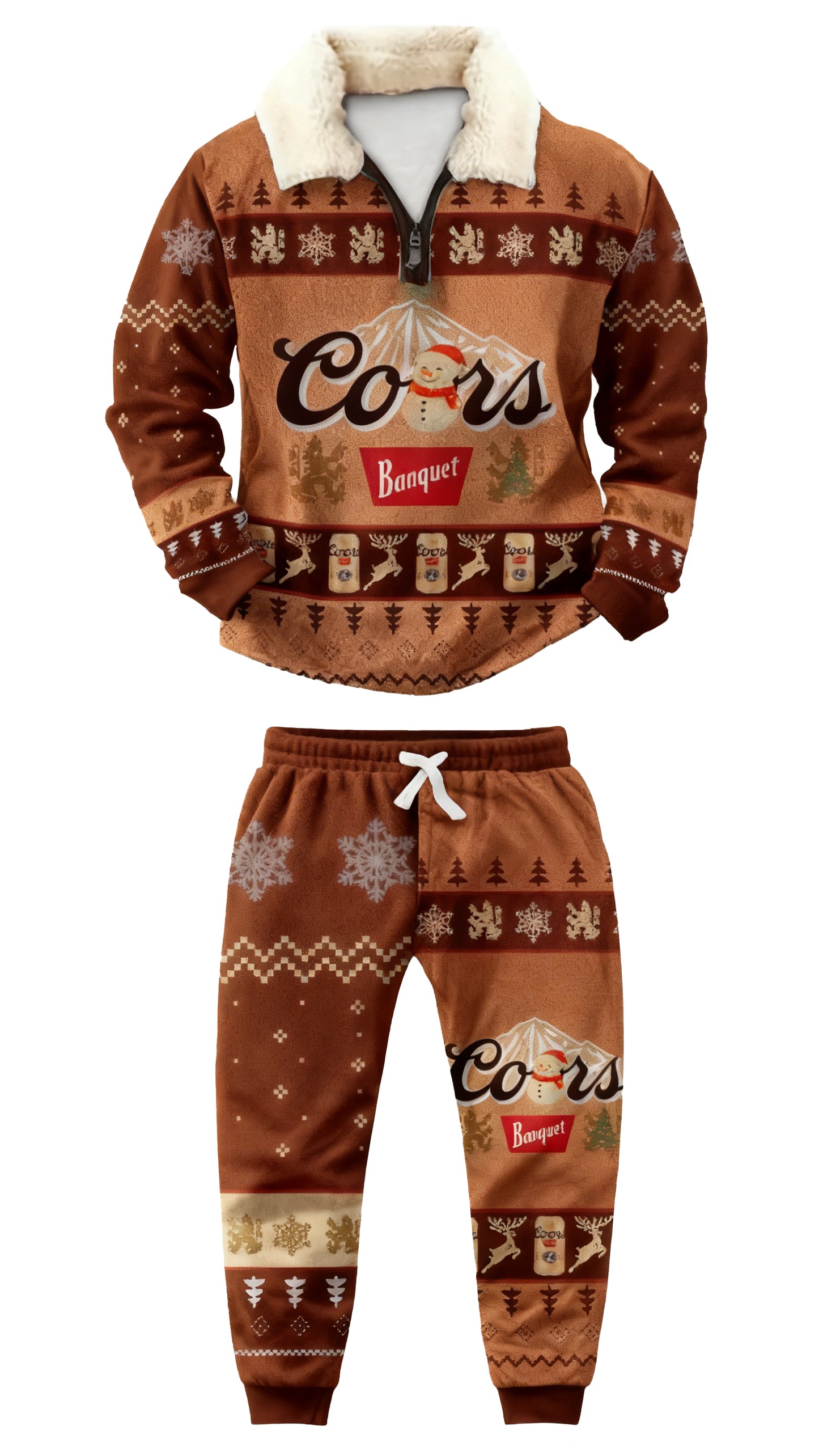 Topprinttees®Christmas 1/4 Zip Stand Fleece Collar Thick Sweatshirt & Sweatpant af1f 383f