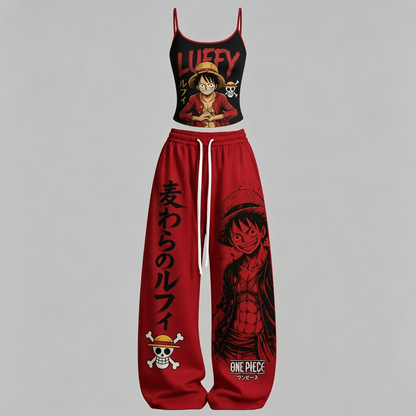 Animescollection One Piece Top & Elasticated Trousers Two-Piece Set
