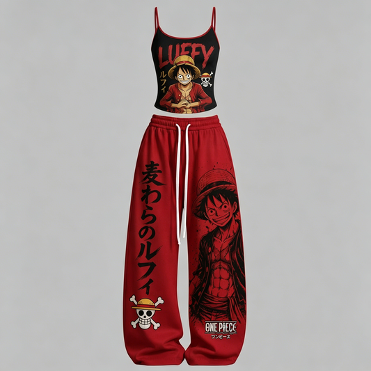 Animescollection One Piece Top & Elasticated Trousers Two-Piece Set