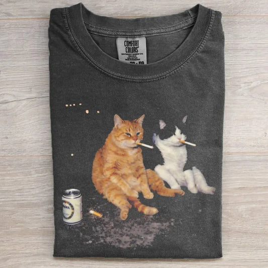 Funny Smoking Cats Graphic T-shirt