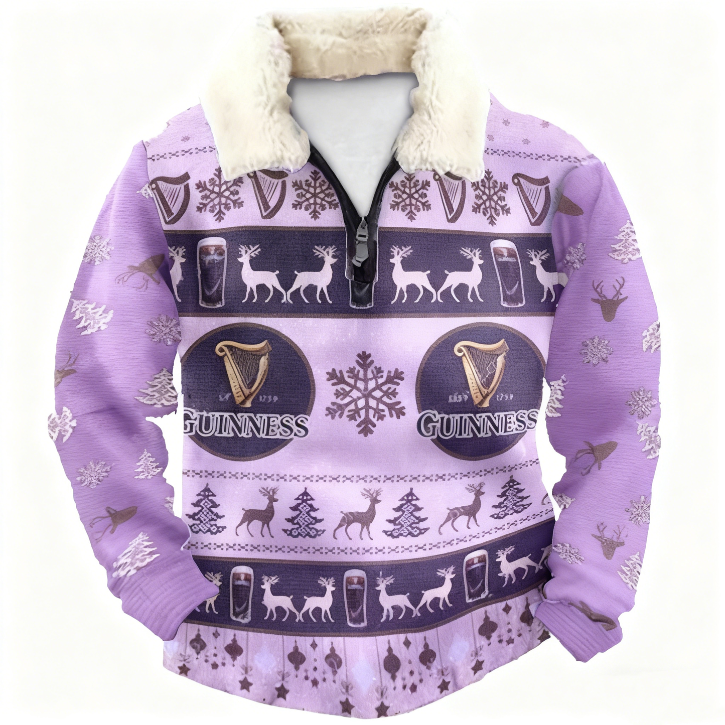 Topprinttees®Christmas 1/4 Zip Stand Fleece Collar Thick Sweatshirt dd63