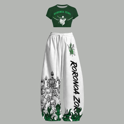 One Piece Women T-Shirt  & Elasticated Trousers Two-Piece Set