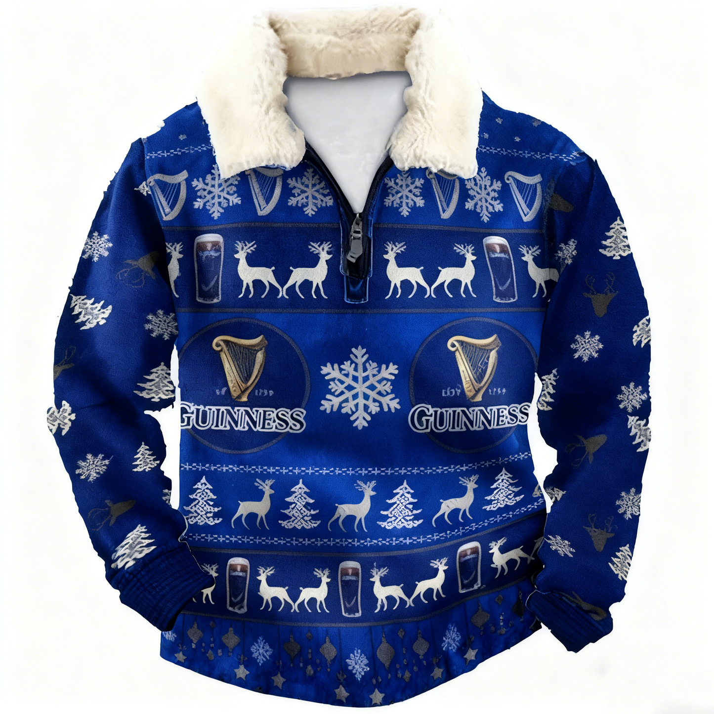 Topprinttees®Christmas 1/4 Zip Stand Fleece Collar Thick Sweatshirt dd63
