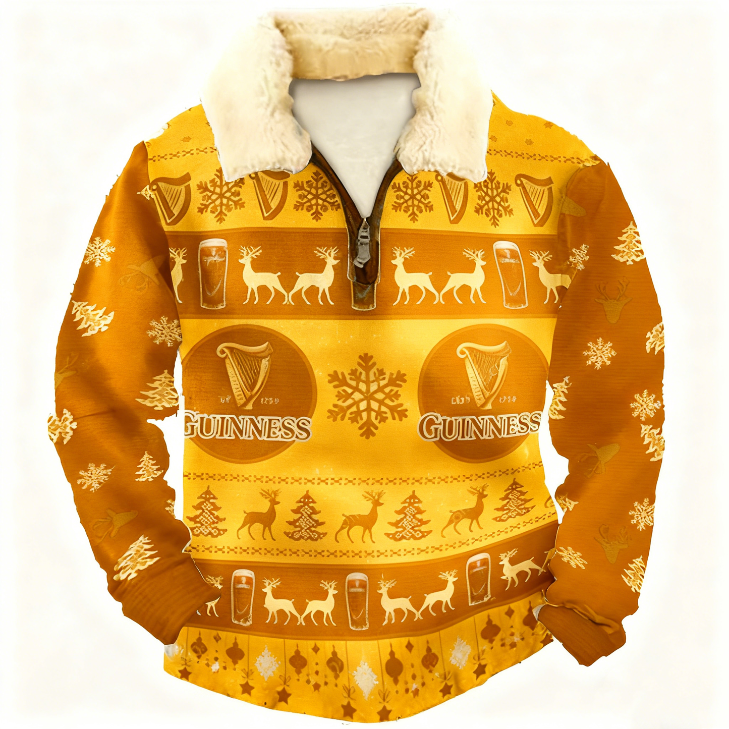 Topprinttees®Christmas 1/4 Zip Stand Fleece Collar Thick Sweatshirt dd63
