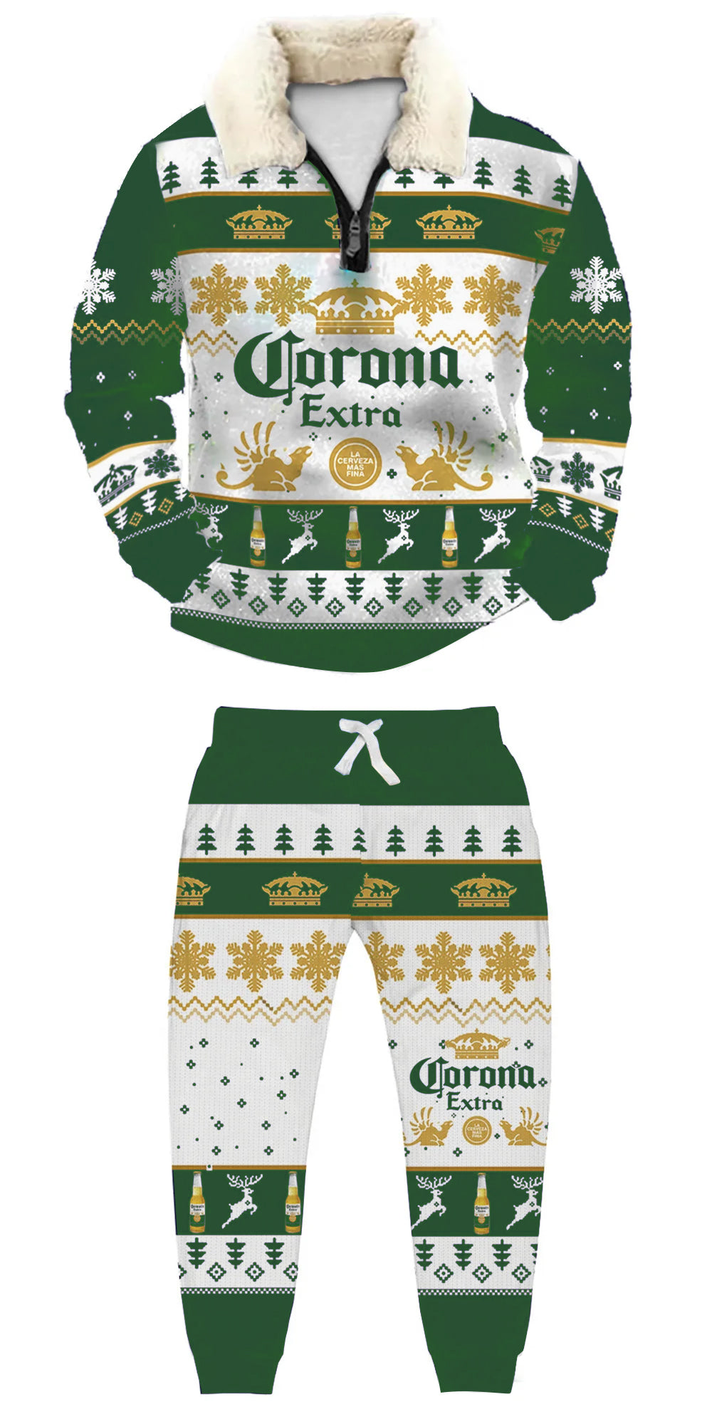 Topprinttees®Christmas 1/4 Zip Stand Fleece Collar Thick Sweatshirt & Sweatpant c6df