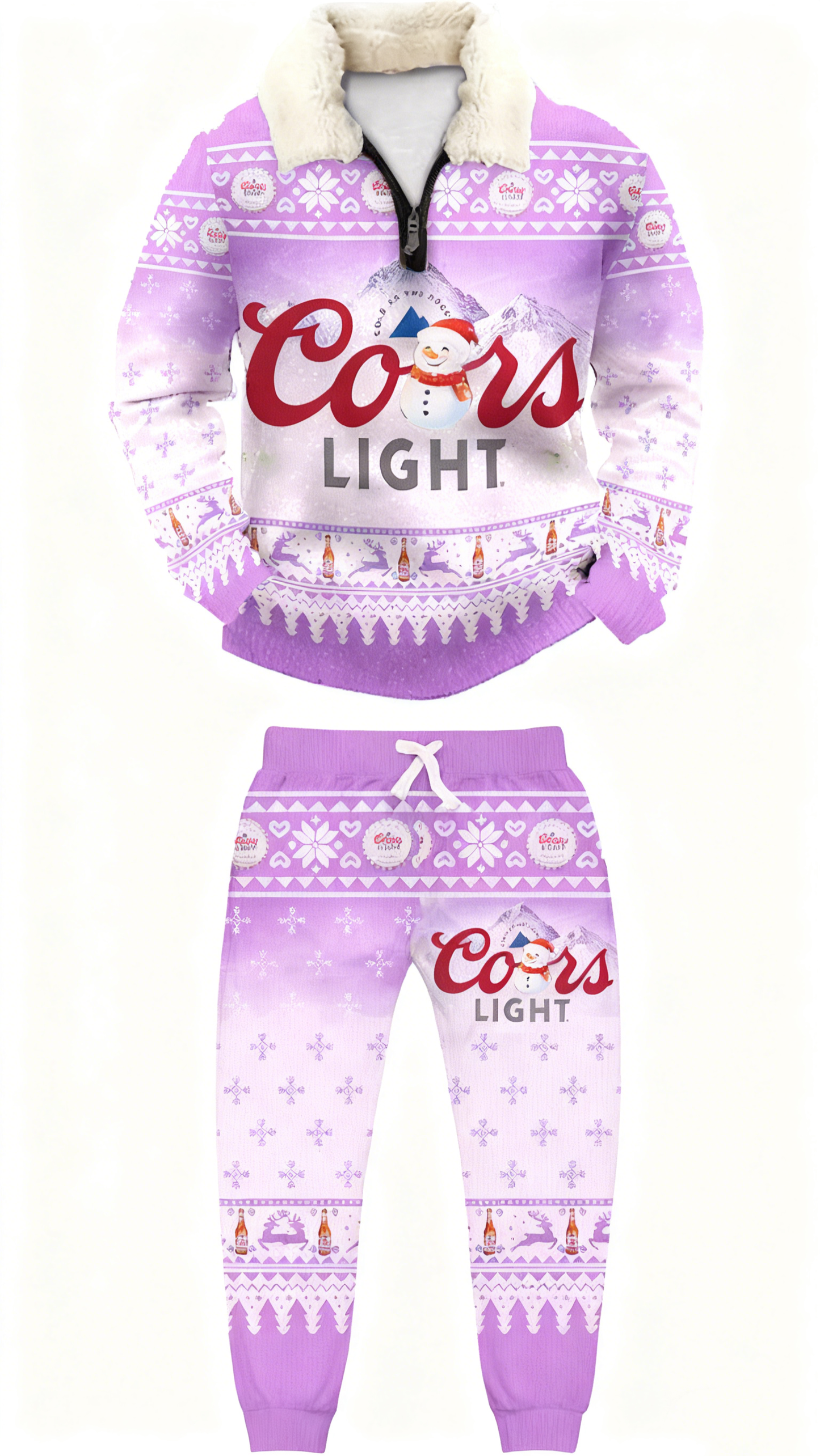 Topprinttees®Christmas 1/4 Zip Stand Fleece Collar Thick Sweatshirt & Sweatpant  8d87