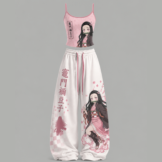 Demon Slayer Top & Elasticated Trousers Two-Piece Set
