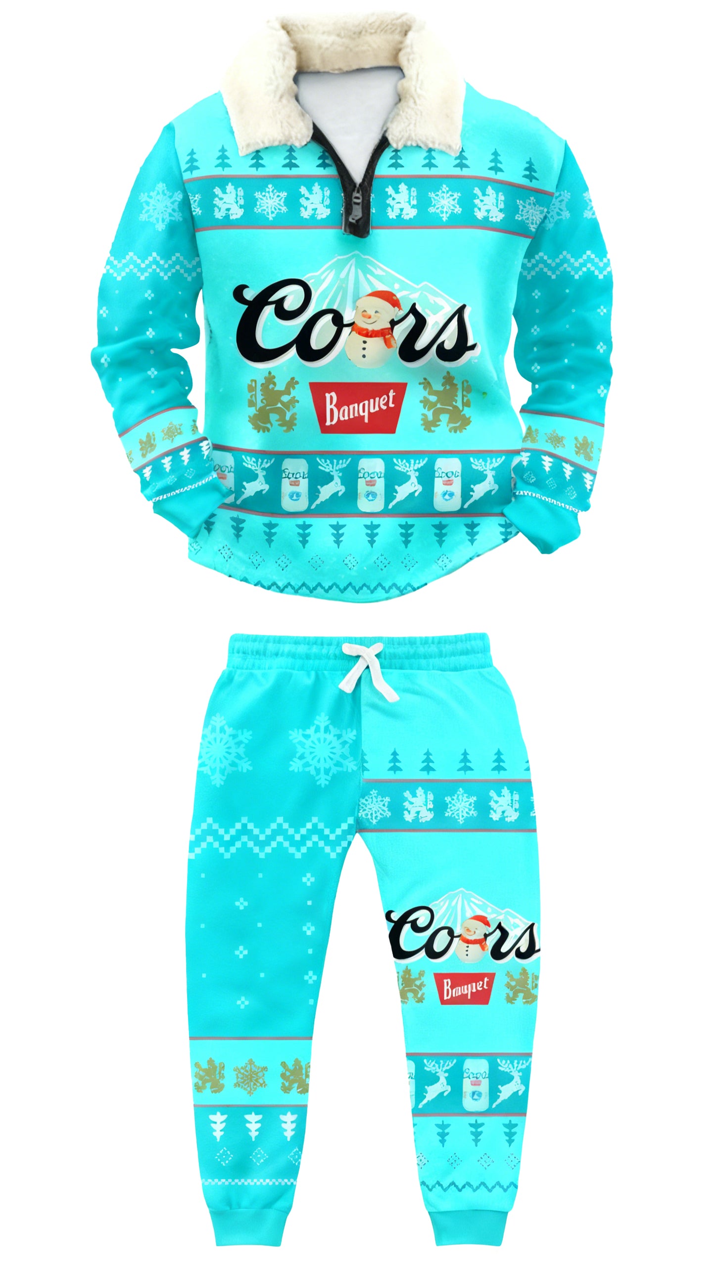 Topprinttees®Christmas 1/4 Zip Stand Fleece Collar Thick Sweatshirt & Sweatpant af1f 383f